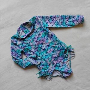 Super Cute Mermaid Scale Swimsuit | Ruffle Rash Guard | 2T